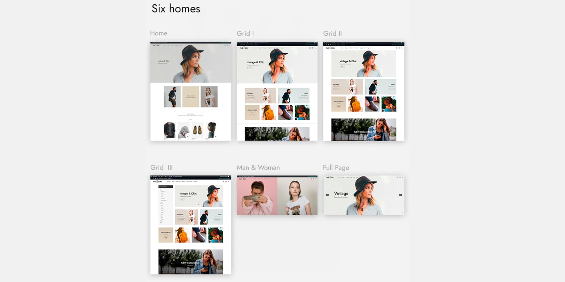 A screenshot of Fashion;s homepage layouts