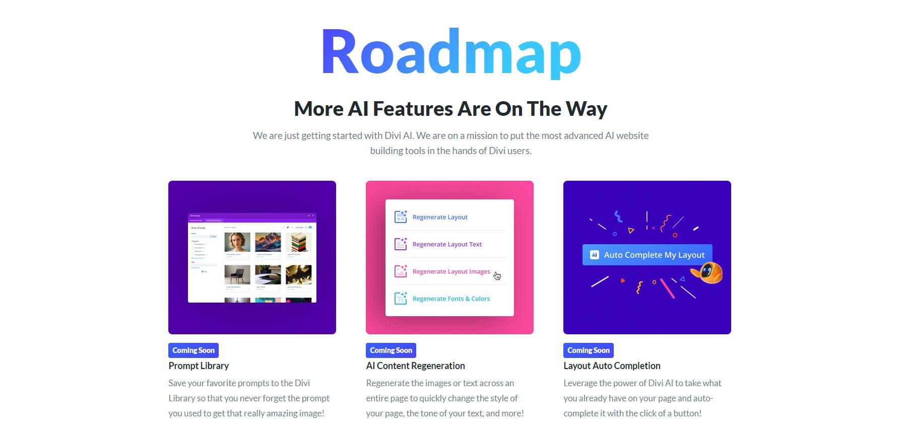 Divi AI Future Feature Releases