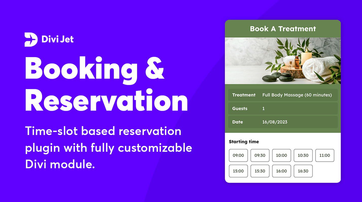 Divi Booking & Reservation DiviJet Extension