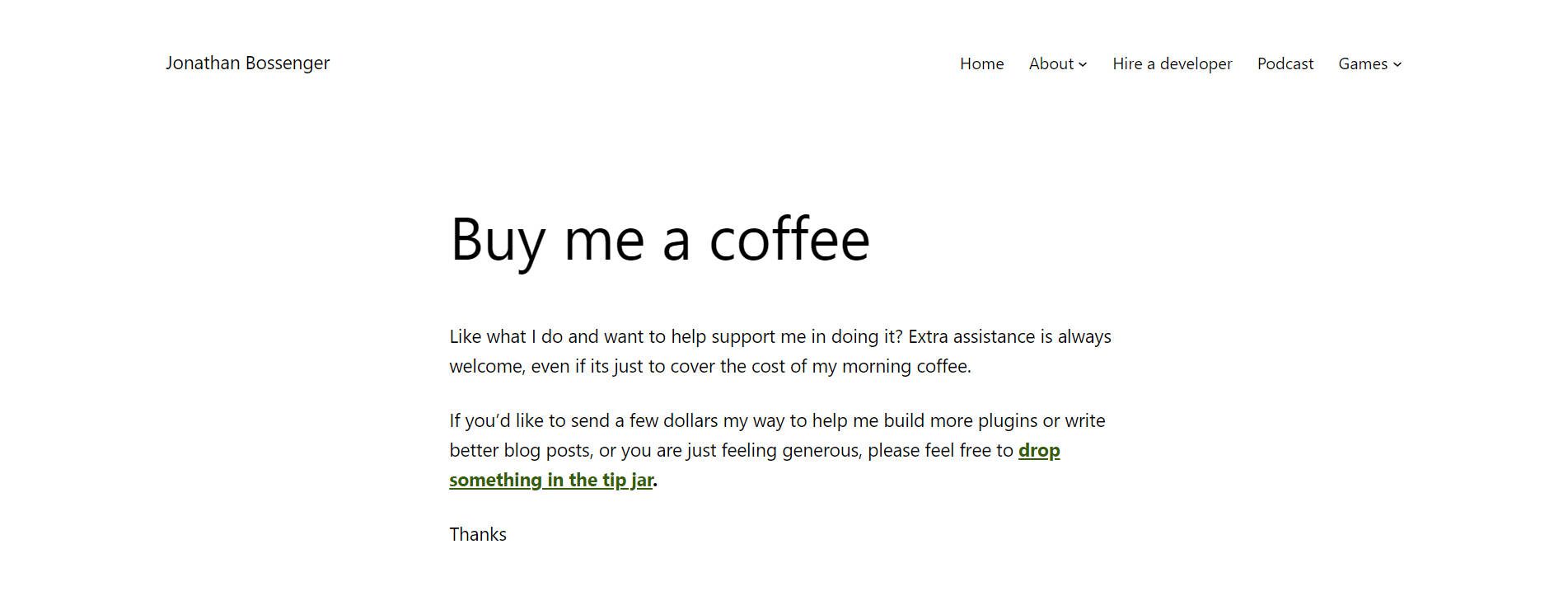 Example - Buy Me a Coffee - Raise Support with Generous Donations