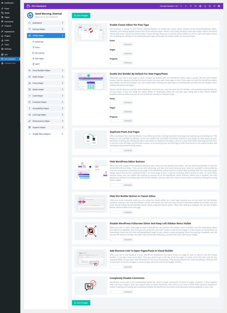 WordPress editor settings