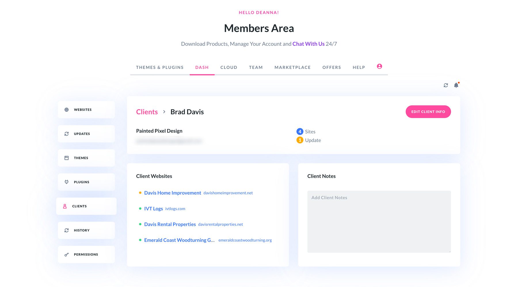 client dashboard