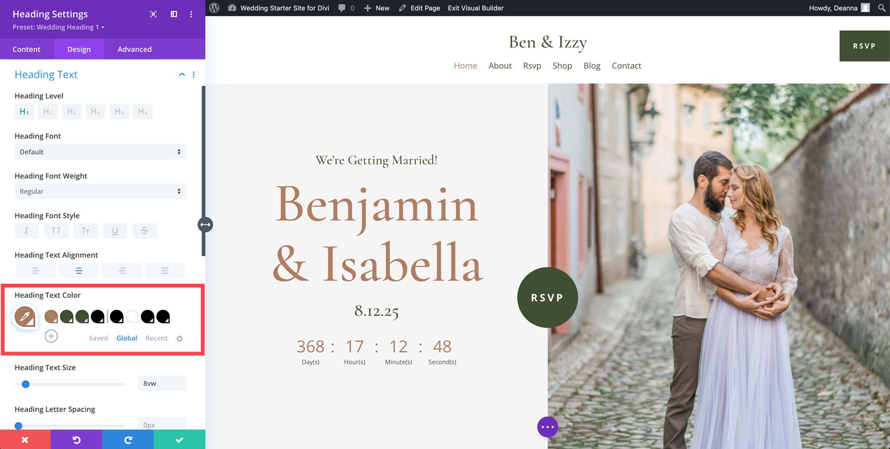 wedding starter site for divi