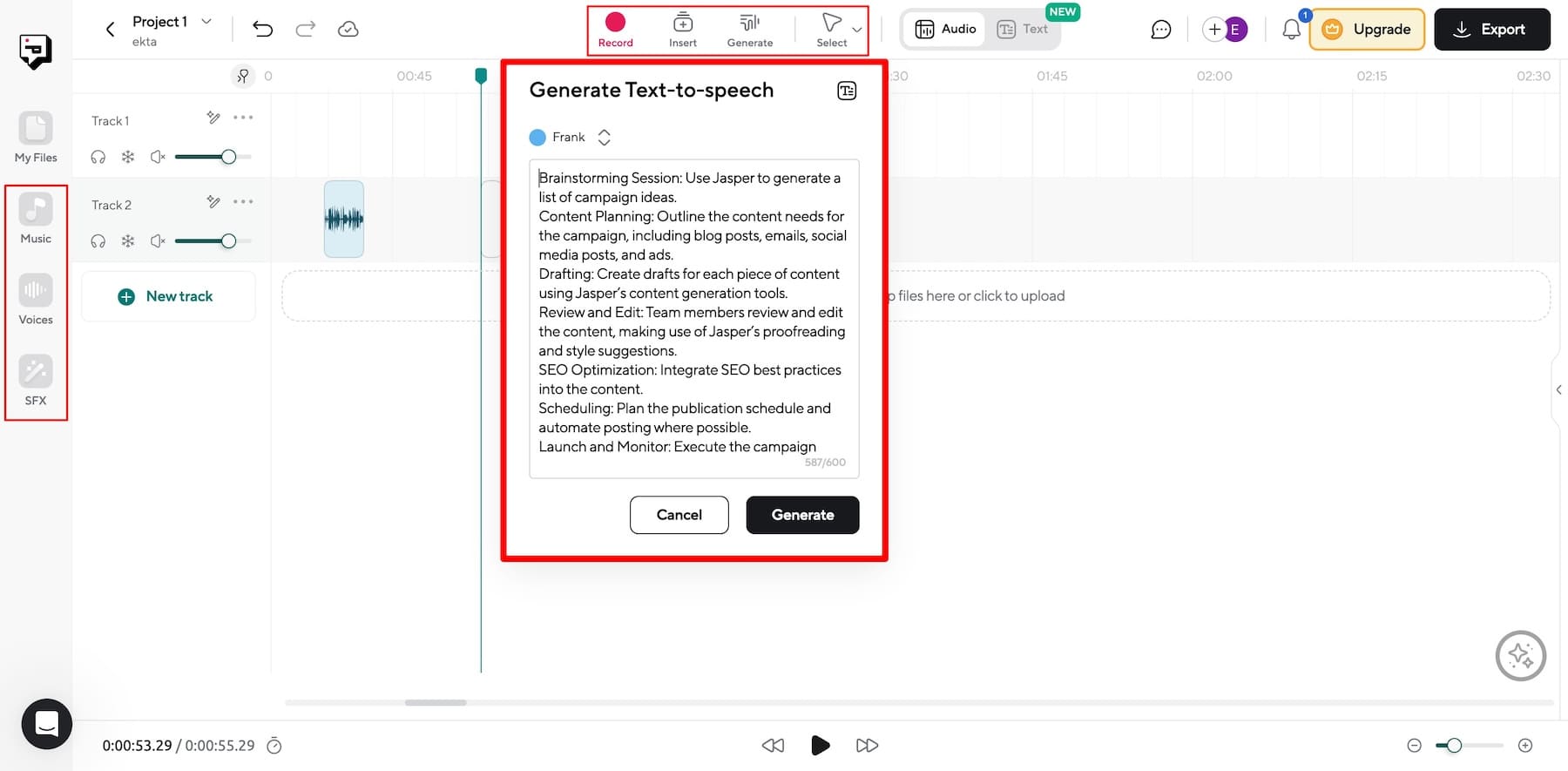 editing podcast episodes using podcastle