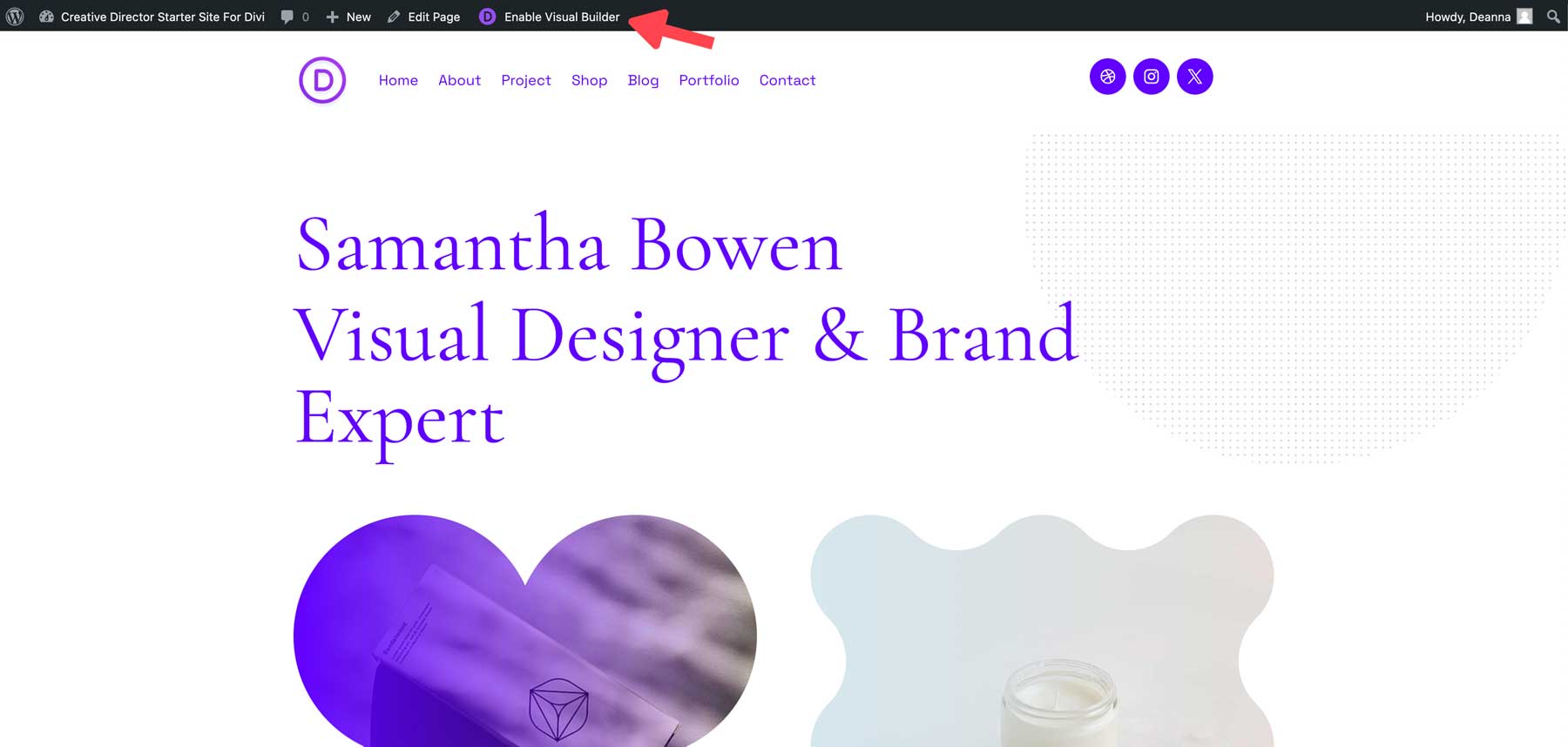 creative director starter site for Divi