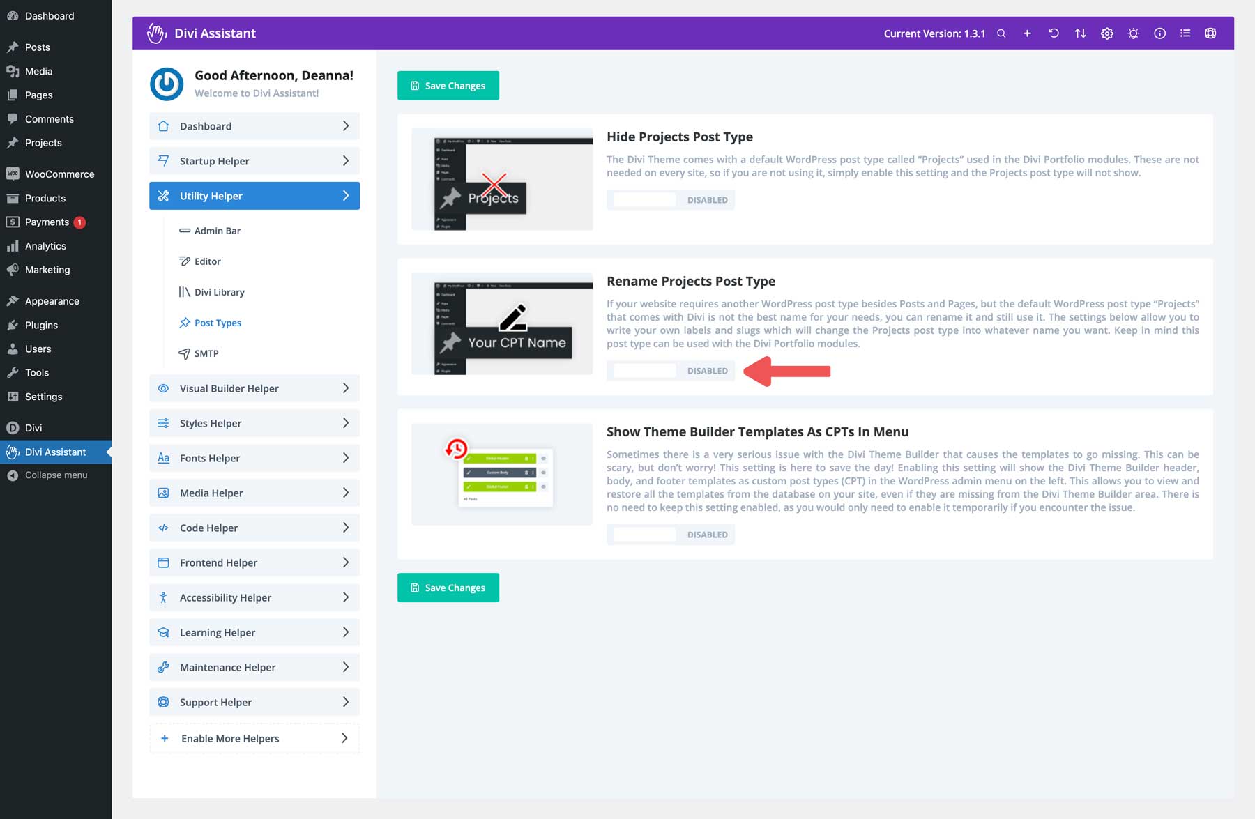 enable post type change