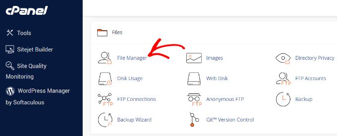 File manager in cPanel