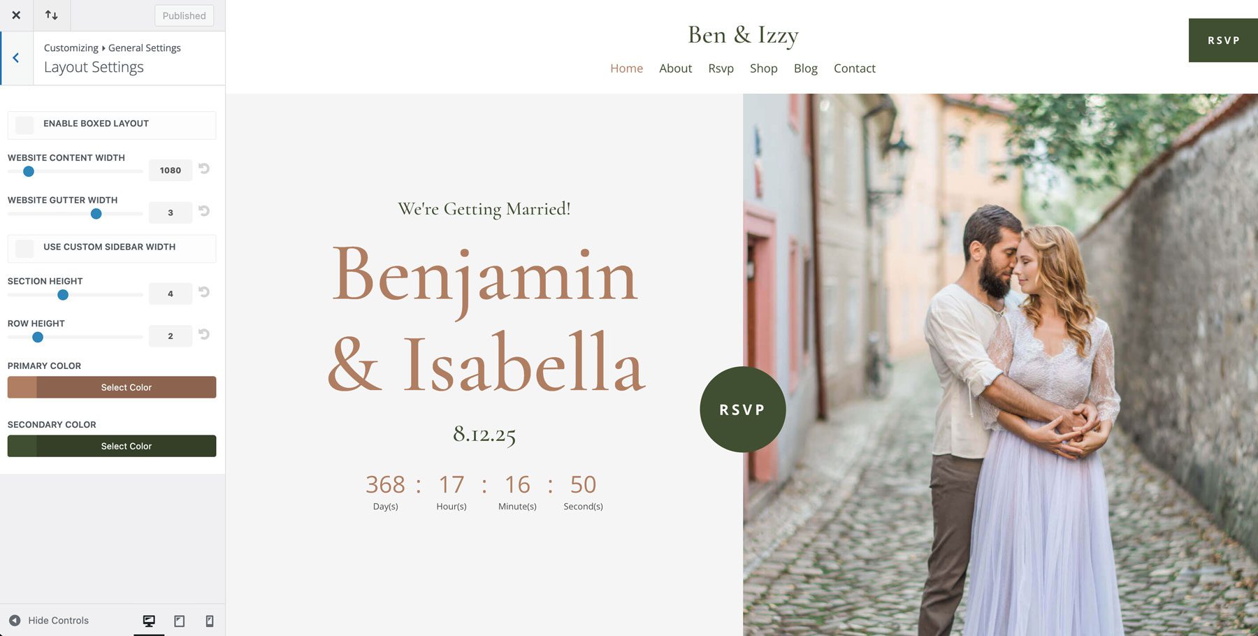 wedding starter site for divi