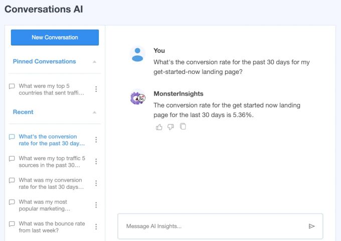 MonsterInsights conversational AI preview