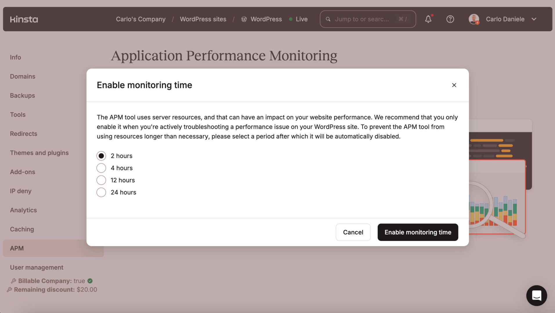 Select monitoring time