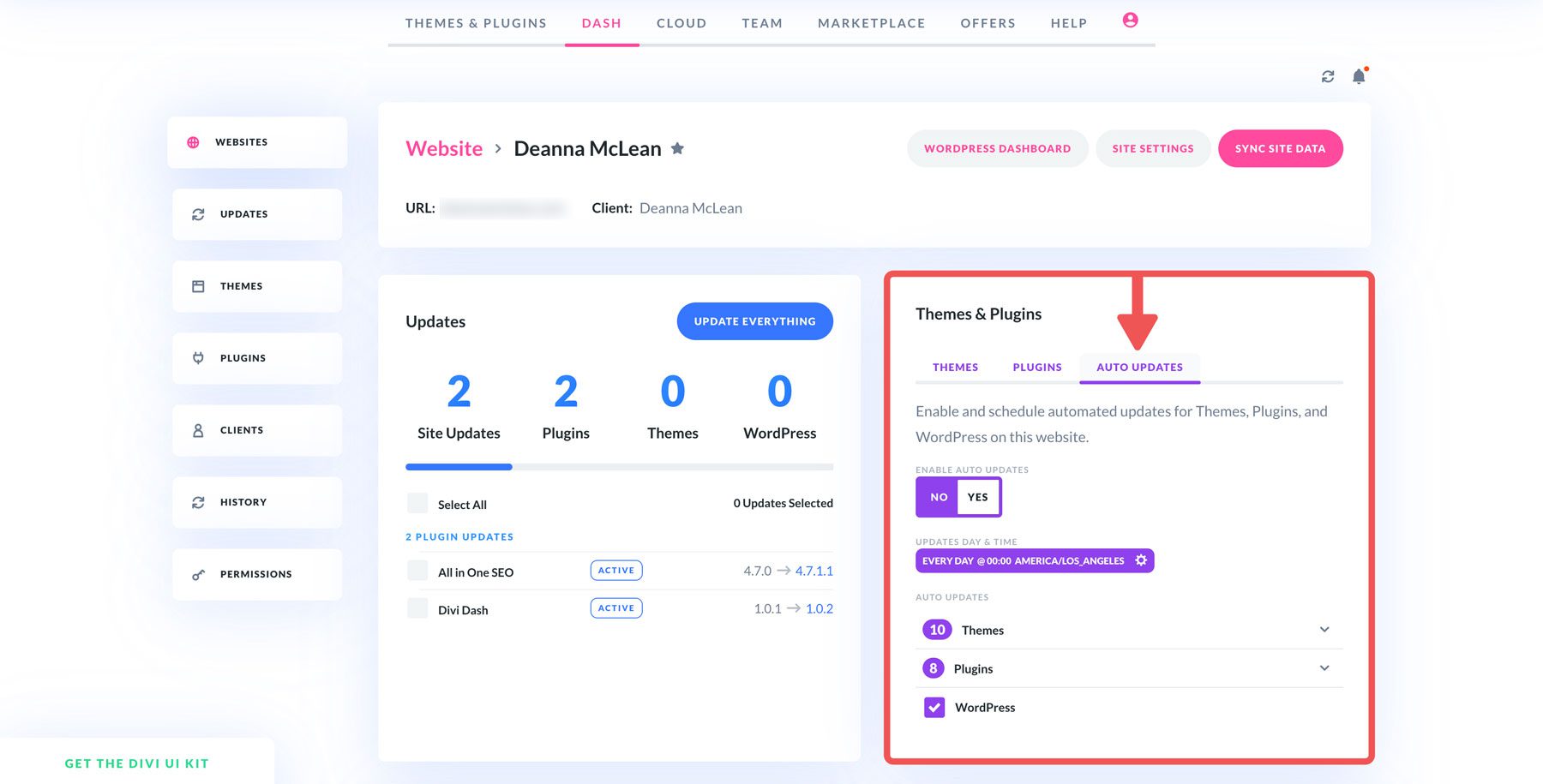 Divi Dash automatic updates