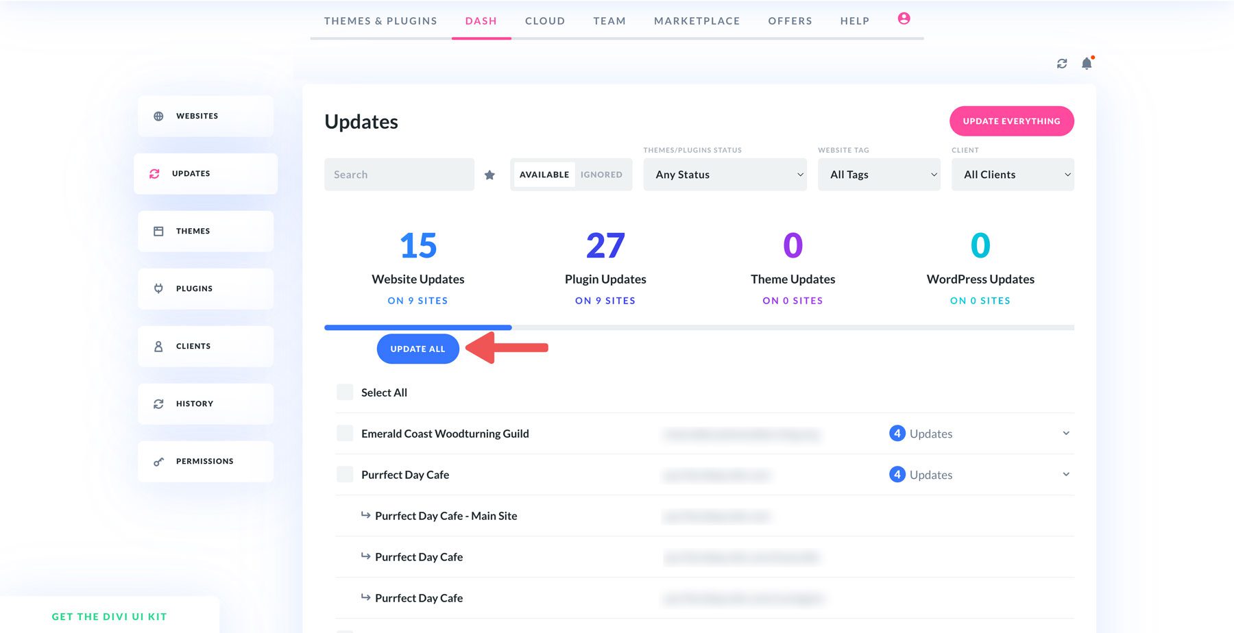 Divi Dash plugin updates