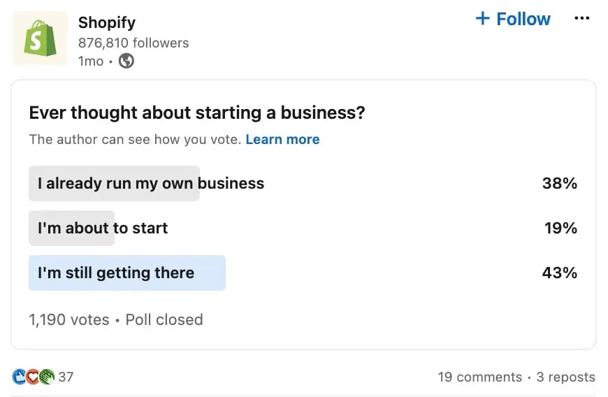 b2b social media marketing example linkedin poll