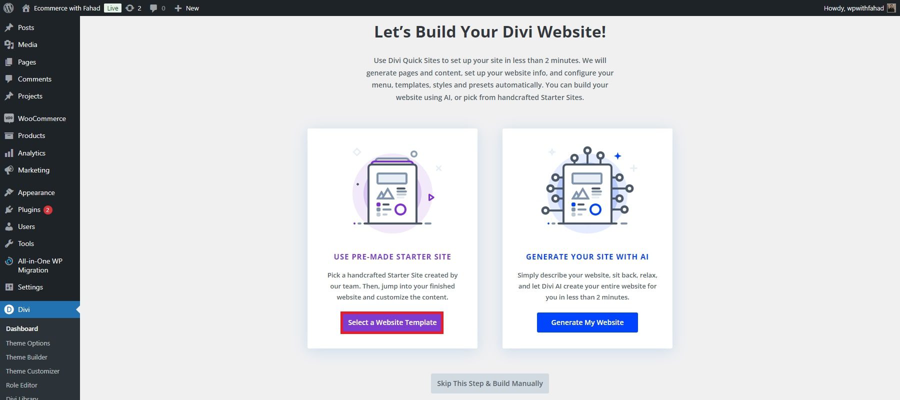 divi quick site website template