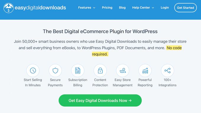 The Easy Digital Downloads eCommerce and digital marketplace plugin