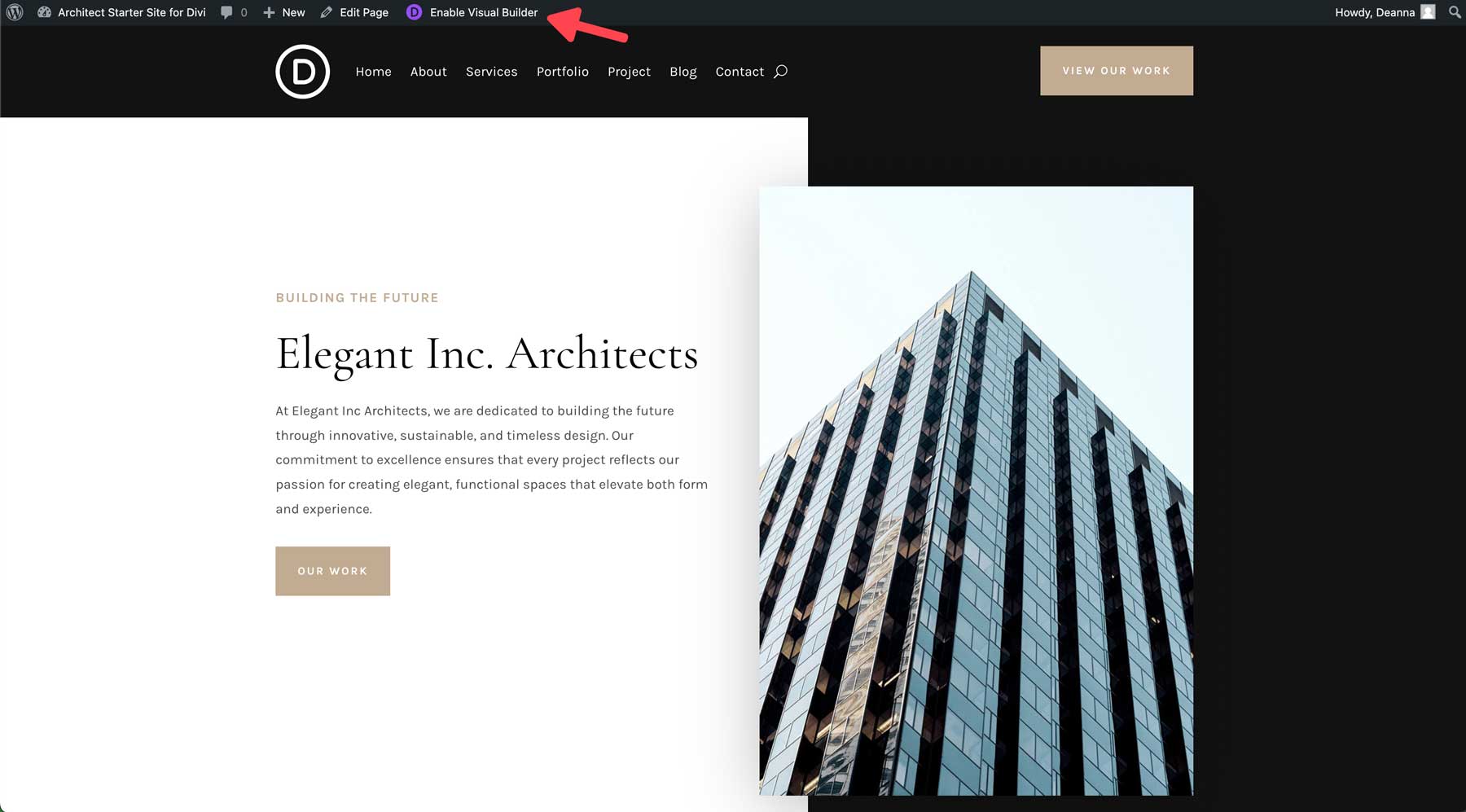 Architect starter site for Divi