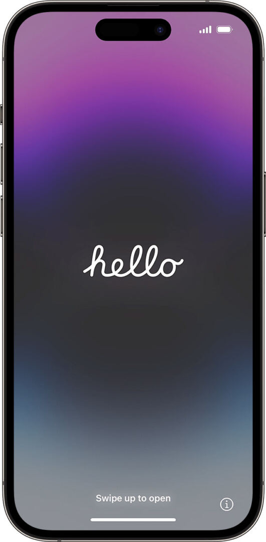 iPhone hello screen display