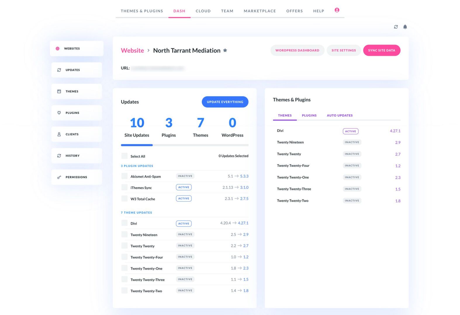 Divi Dash website overview