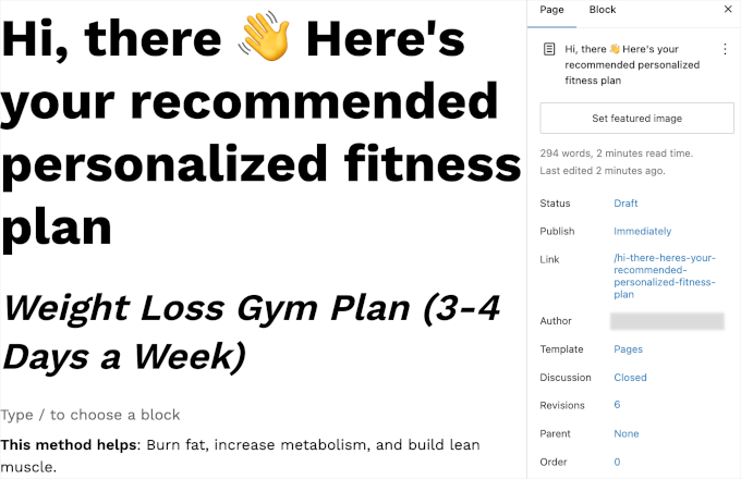 Drafting a fitness plan