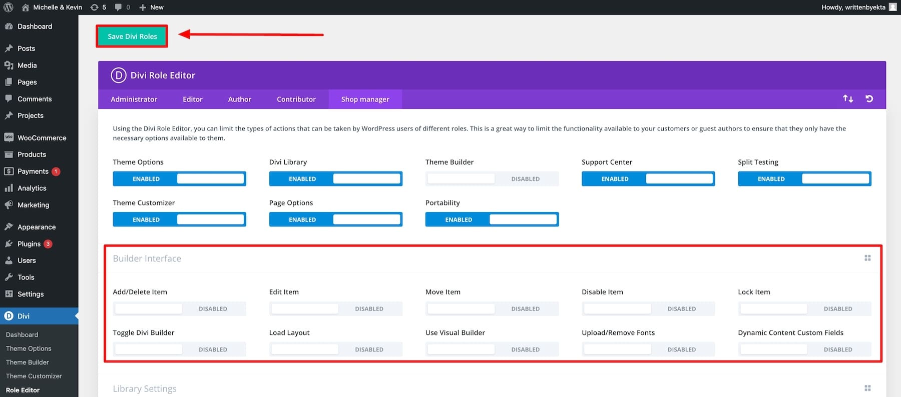 Divi Role Editor