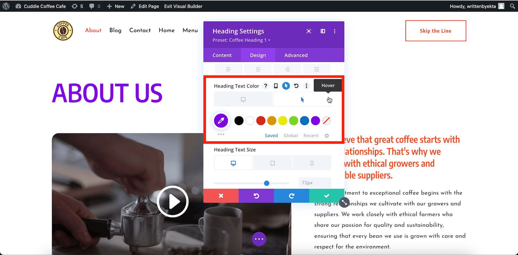 implementing hover settings in divi 4