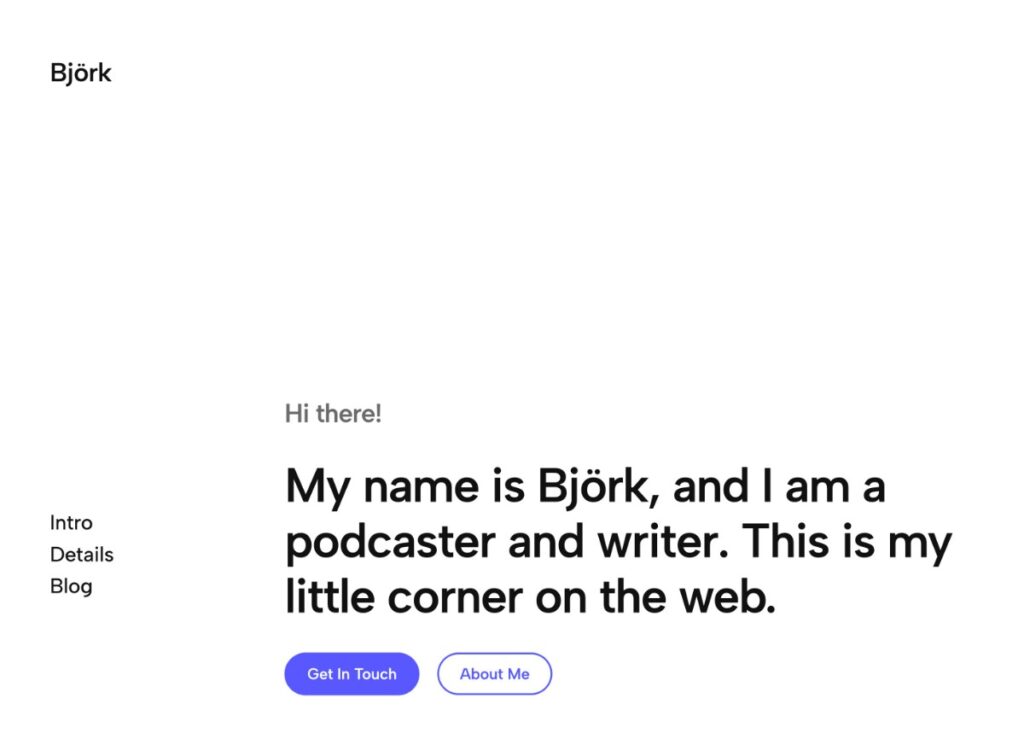 The Bjork WordPress theme demo.