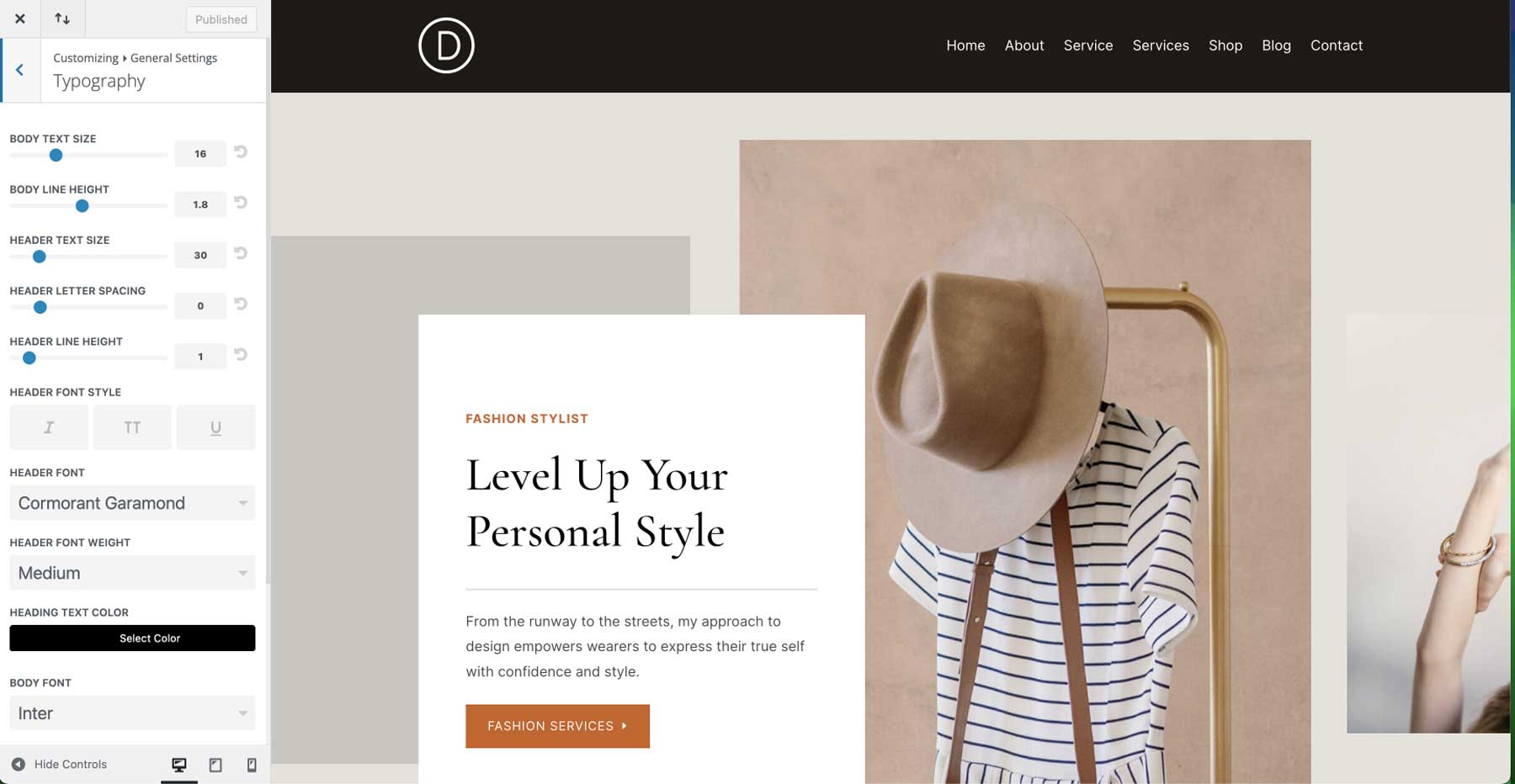 Stylist starter site for Divi