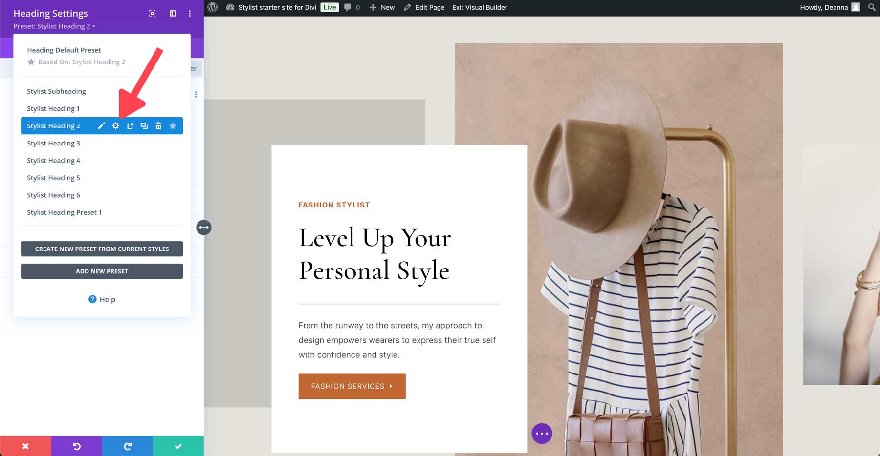 Stylist starter site for Divi