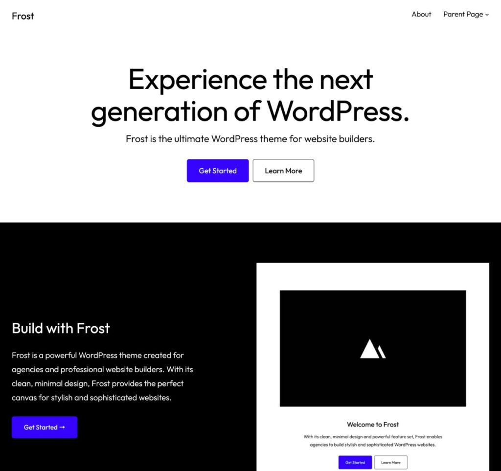 The Frost WordPress theme demo.