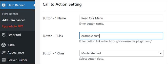 Adding a button link to the Hero Banner plugin