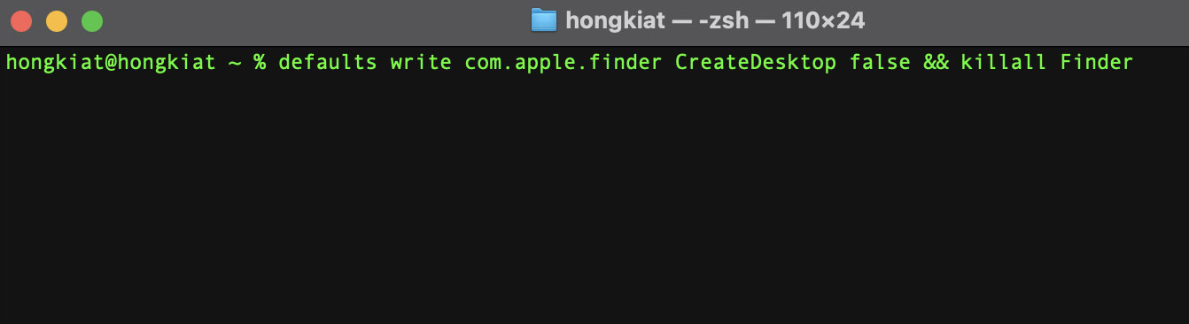 Hide desktop icons via Terminal command on macOS