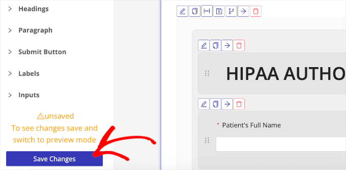 Saving changes in HIPAAtizer