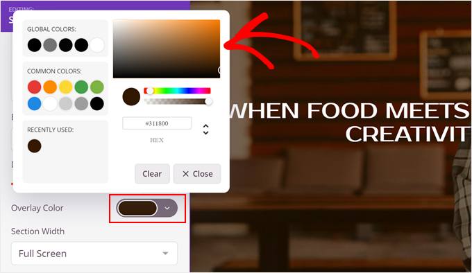 Changing the overlay background color in SeedProd