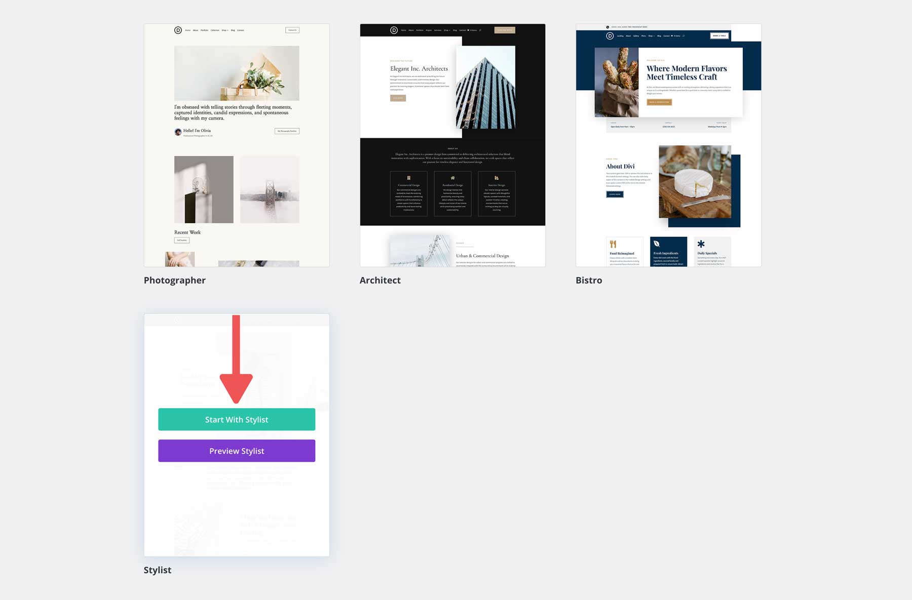 Stylist starter site for Divi