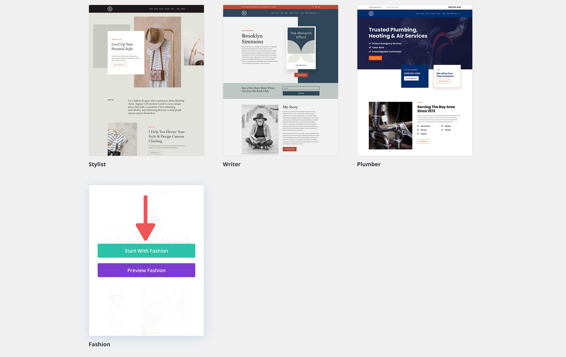 fashion starter site for Divi