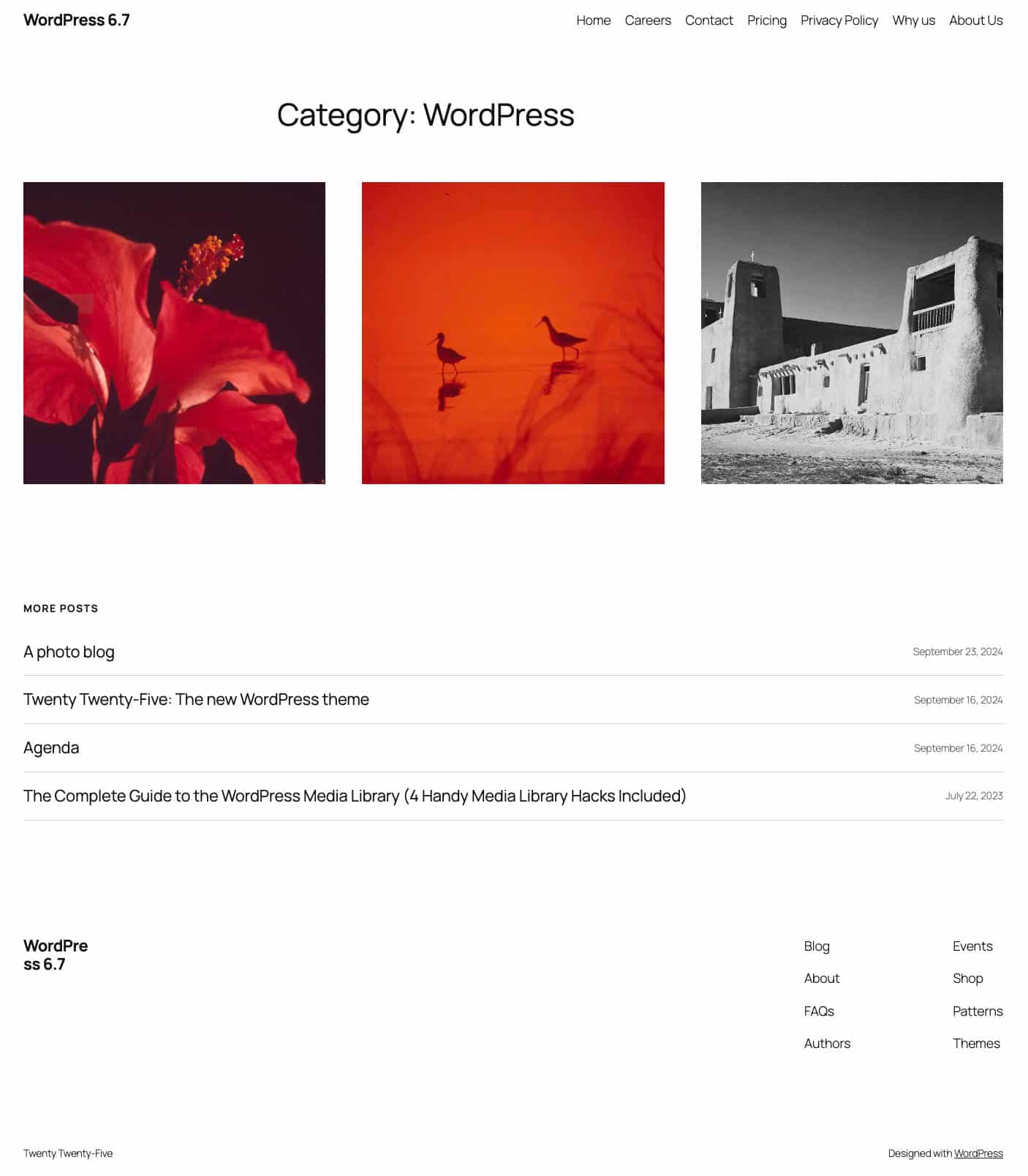 A customized category archive in Twenty Twenty-Five