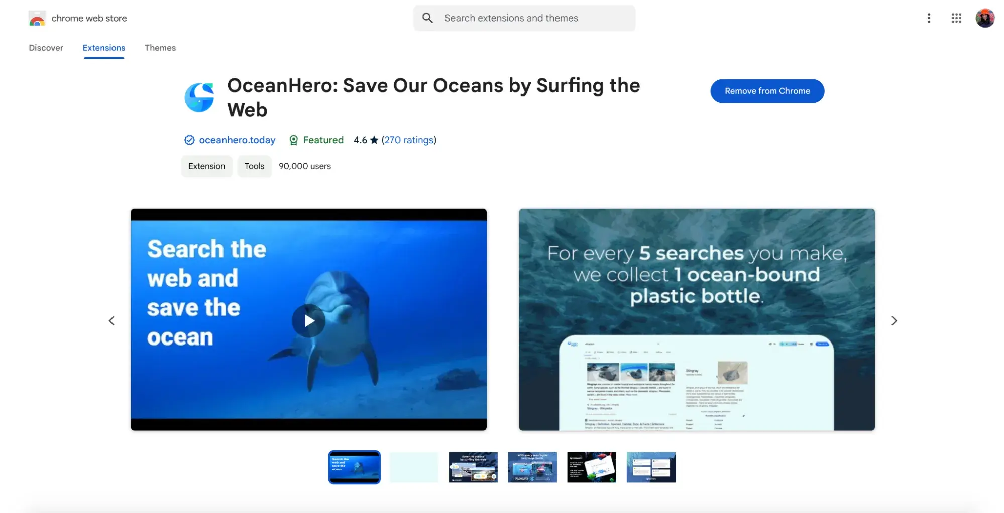 Add the free OceanHero Google Chrome extension.