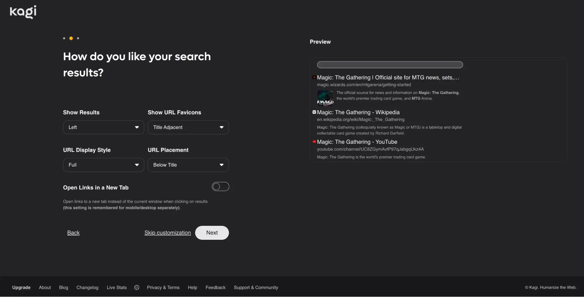 Customize how you want your search results to appear.