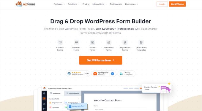 WPForms website