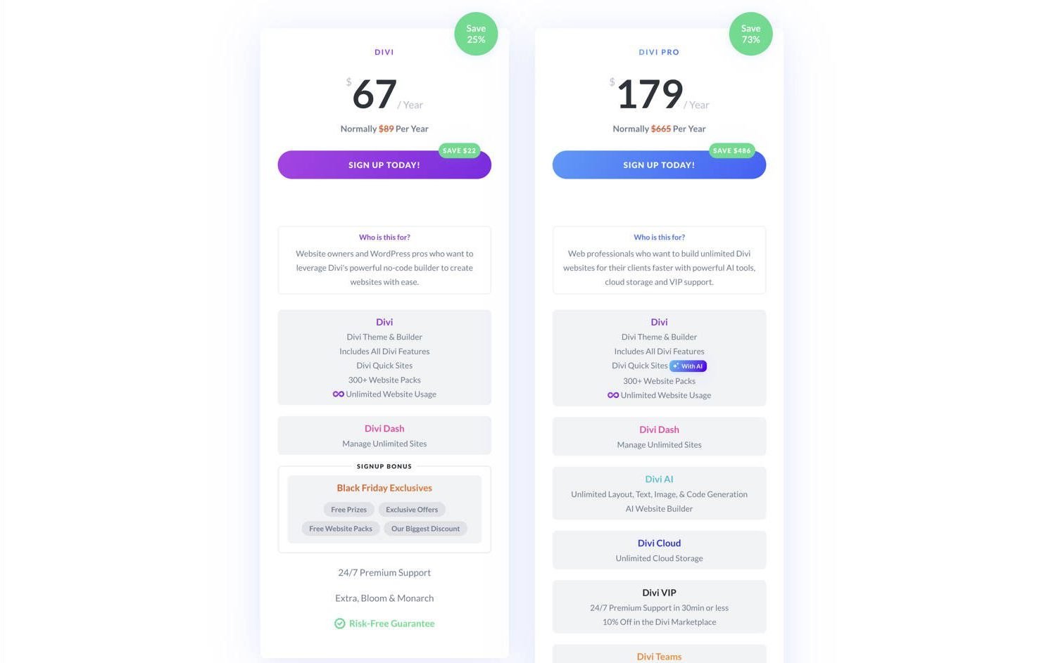 Divi Pro - Black Friday Pricing Page