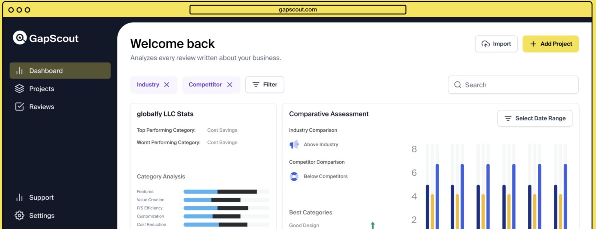 Screenshot of GapScout; AI target audience