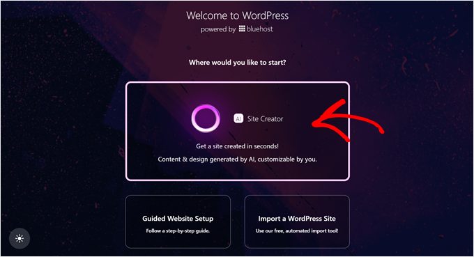 Using the Bluehost AI Site Creator