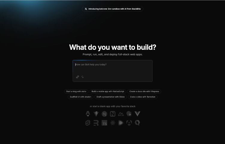 Bolt new AI tool for web app prototyping