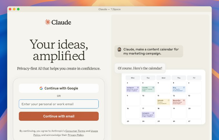 Claude desktop app screenshot