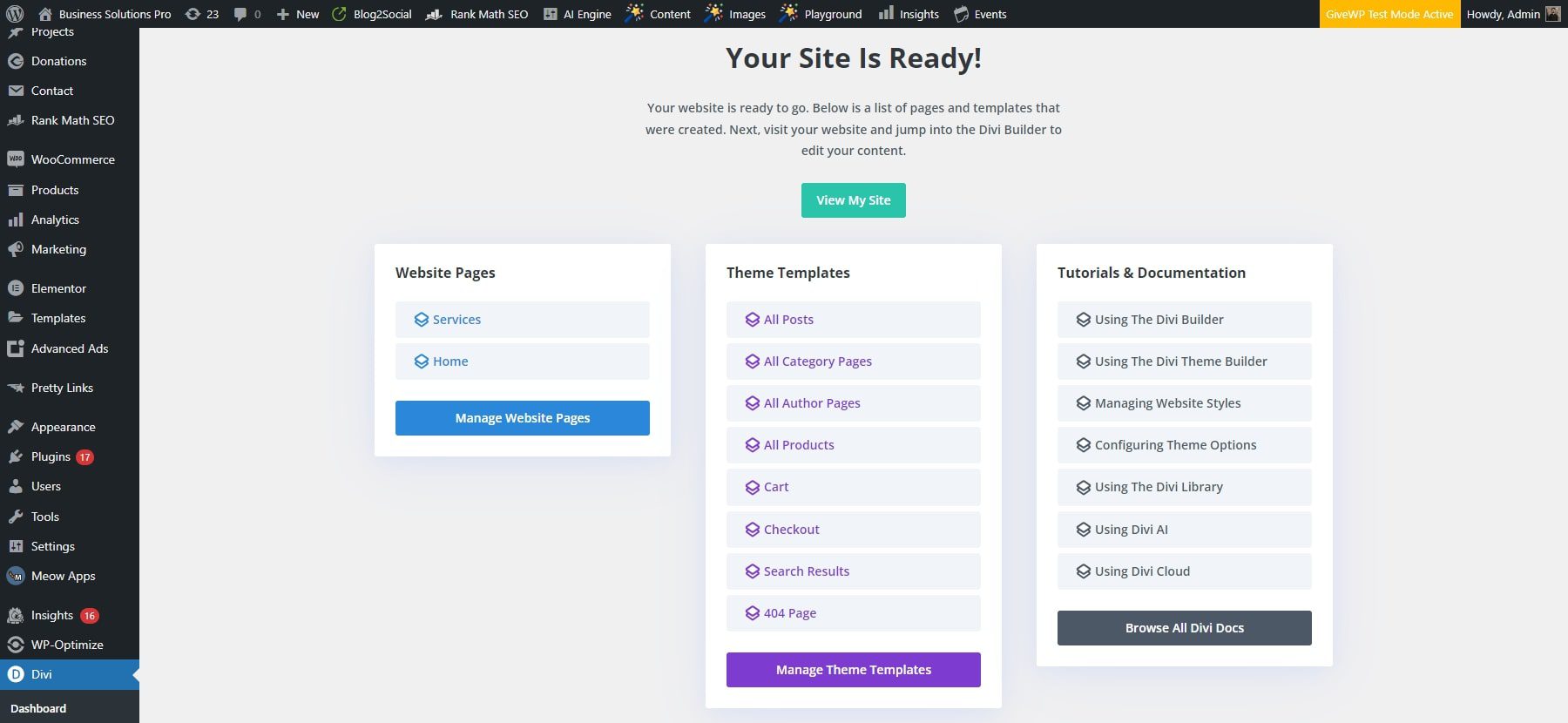 divi your site is ready