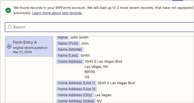 form entries test