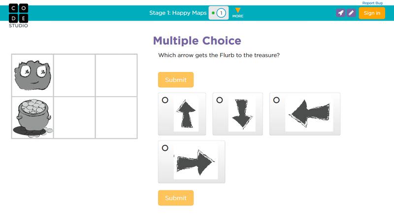 Happy Maps activity on Code.org for young kids