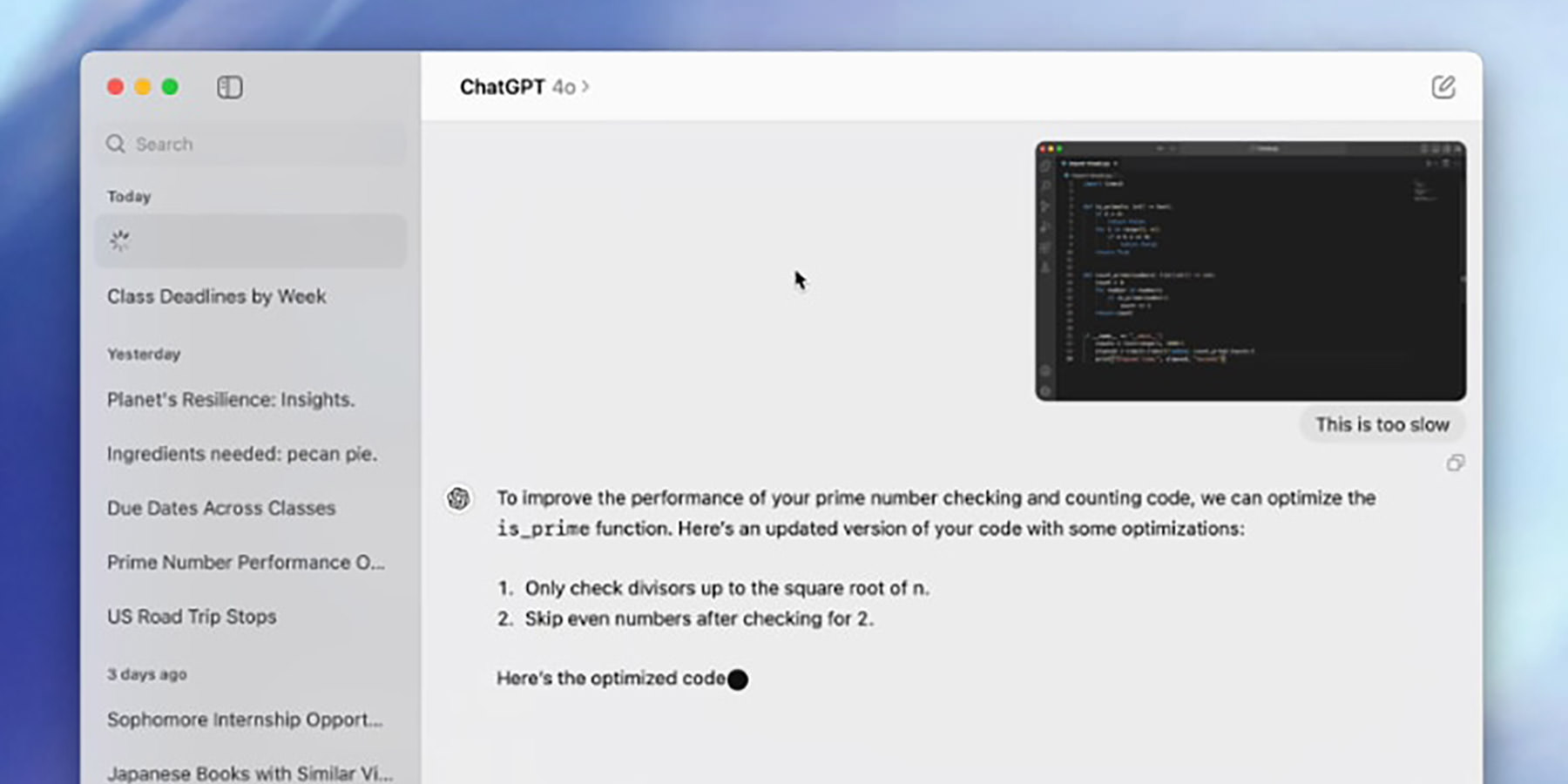 ChatGPT desktop app screenshot