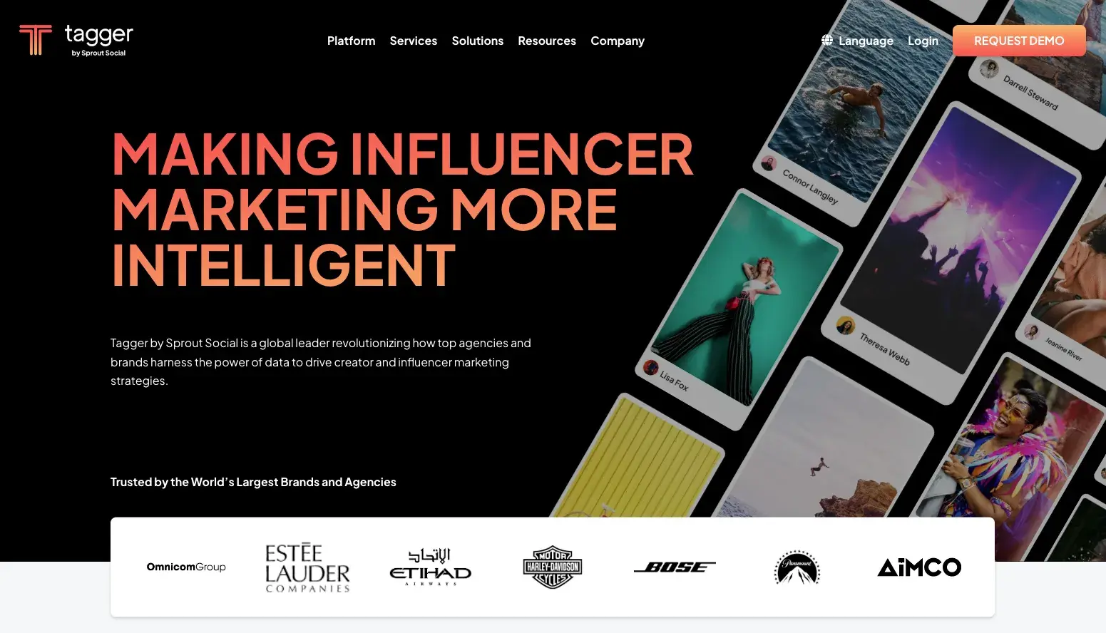 Micro influencer marketing: Tagger by Sprout Social homepage.