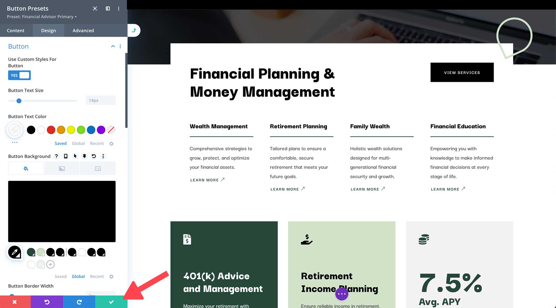 Financial Advisor starter site for Divi